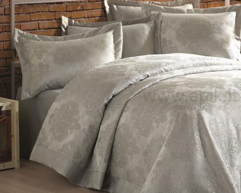 Prabangi austinių žakardo raštų lovatiesė "Gardine's Diva" su 2 pagalvių užvalkalais, pilka